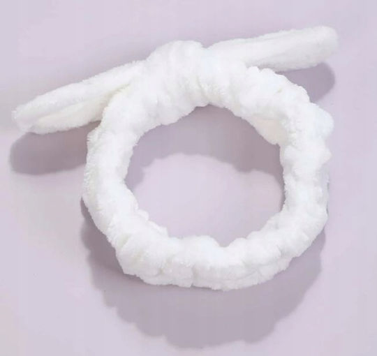 Ecarla Cosmetic Hairband Bow Hearts 19.5x8cm White Opk11b