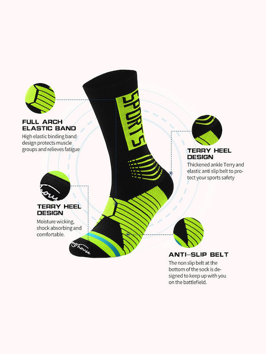 Men's Cotton Athletic Mid-Calf Basketball Socks Black-Orange