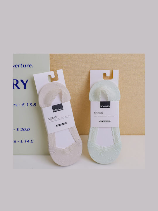 Girls Thin Socks Miu Bow Lace Short Set 2 Pieces Green