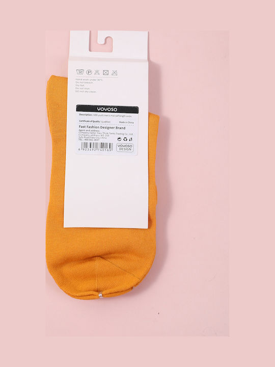 Men's Socks For Teenagers Mid-Calf Length Model N09 Orange