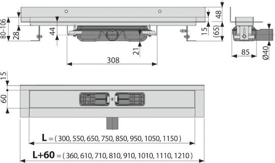 Wand-Linearablauf Aus Rostfreiem Stahl Vollgitter 820mm