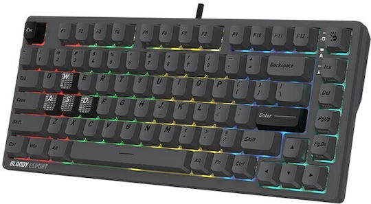 A4Tech Bloody MS76 Ηall Effect Gaming Πληκτρολόγιο 75% με Magnetic διακόπτες και RGB φωτισμό (International English) Iron Grey