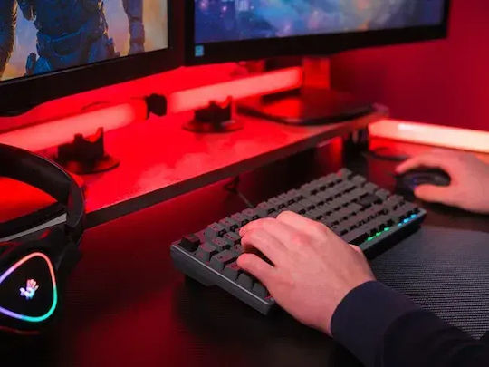 A4Tech Bloody MS76 Ηall Effect Gaming Πληκτρολόγιο 75% με Magnetic διακόπτες και RGB φωτισμό (International English) Iron Grey