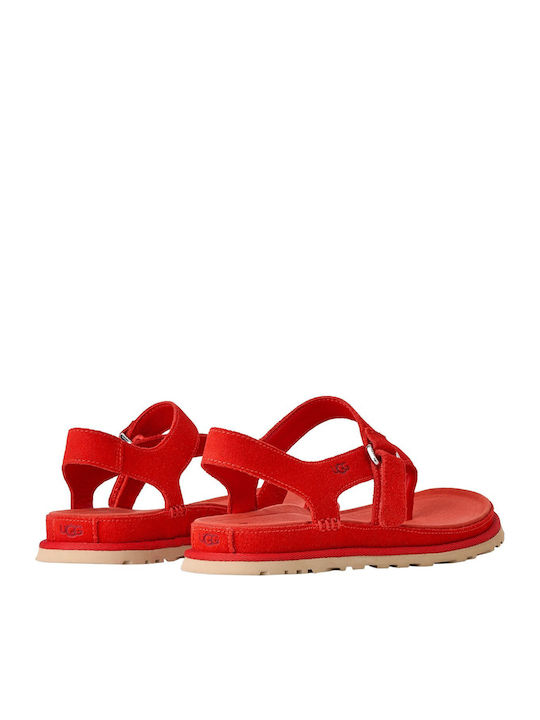 Damen Flache Rote Sandalen
