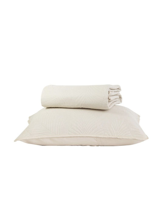 Borea Tropical Set Coverlet Queen Size from Polyester Ecru 220x240cm 3pcs