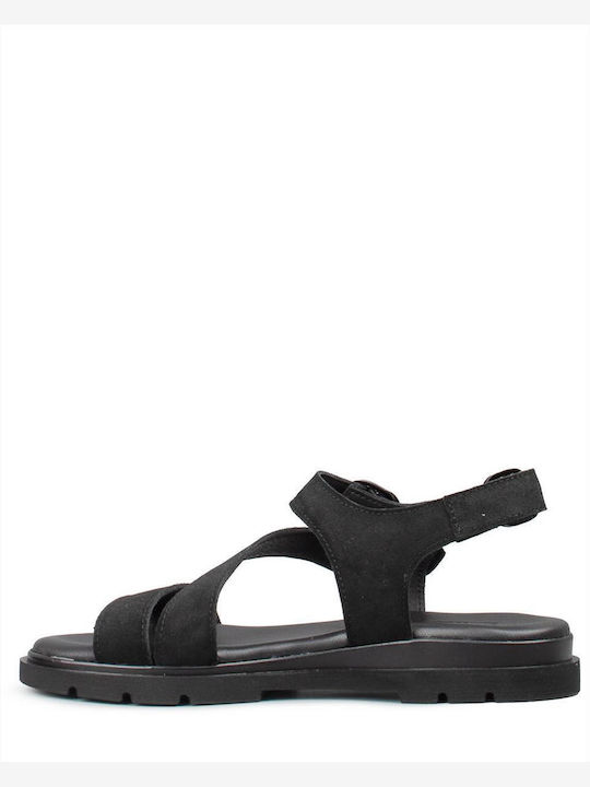 Women's Flat Sandals Black 639 Black Suede