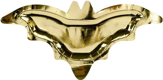 Gold Bat Plates Halloween 37x18cm 6pcs