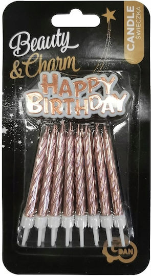 Happy Birthday Candles Pink-gold 16 Pcs 1 Pack
