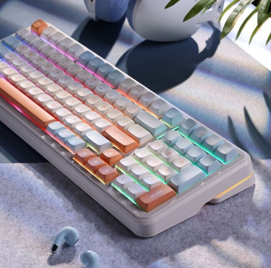 MCHOSE K99 V2 Ασύρματο Gaming Μηχανικό Πληκτρολόγιο 98% με RGB φωτισμό (Αγγλικό US) Horizon Orange