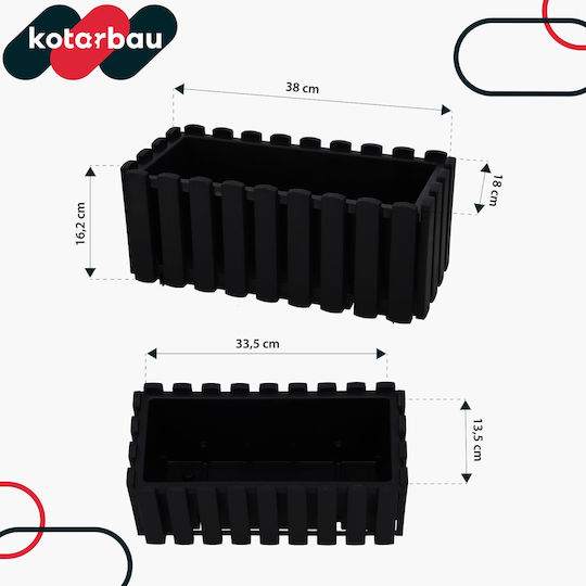 Kotarbau Σετ 4 Γλάστρες Ξύλινες Anthracite