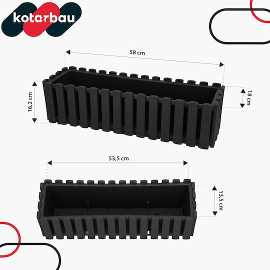 Kotarbau Hölzerner Pflanzgefäß Grau 60cm
