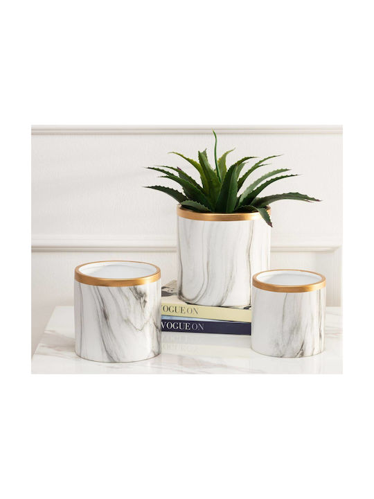HowHomely Ceramic Flower Pot Sona Marbling 11cm