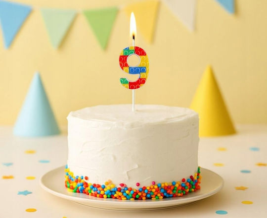 GoDan Geburtstagskerzen Kuchen Nummer 9 Neun Bunte Blöcke 10cm