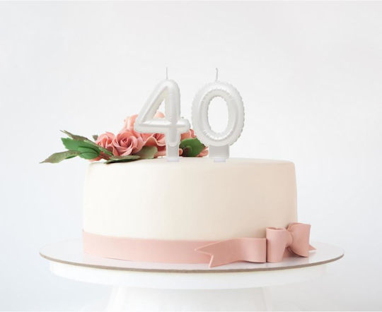 Number 4 Candle Four Pearl White 7cm