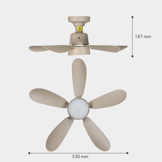 123led Ανεμιστήρας Οροφής 53cm με Φως Μπεζ