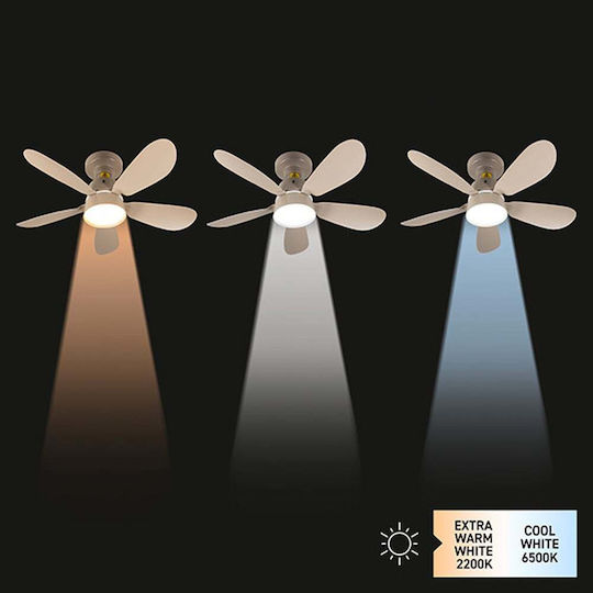 123led Ανεμιστήρας Οροφής 53cm με Φως Μπεζ