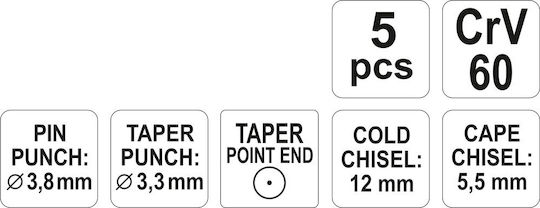 Chisels Center Punches Set 5 Pcs Yt-4695 Yato