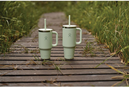 Hydro Flask Ποτήρι Θερμός Ανοξείδωτο 710ml Aloe με Λαβή και Καλαμάκι