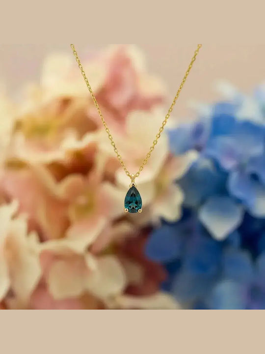Halskette mit Träne-Design aus 14K Gold Blau