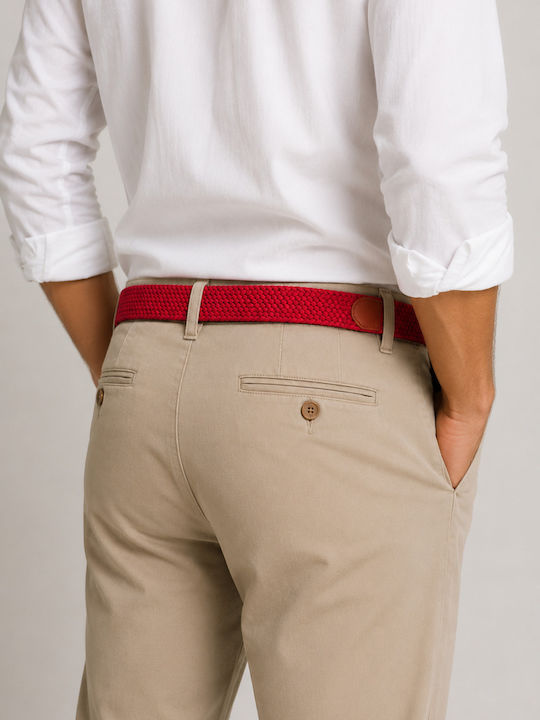 Elastic Men's Fabric Knitted Red Belt