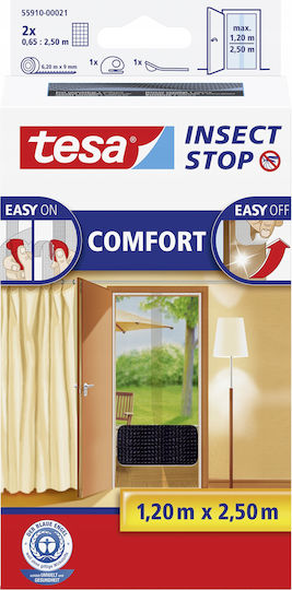Tesa Moskitonetz Tür Mit Klebeband aus Polyester Schwarze 250x120cm