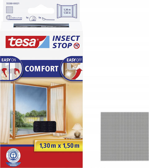 Tesa Plasă de Țânțari pentru Fereastră cu Scai din Poliester Neagră 150x130cm