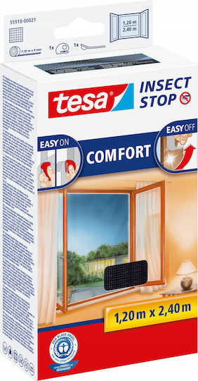 Tesa Plasă de Țânțari pentru Fereastră cu Scai din Poliester Neagră 240x120cm