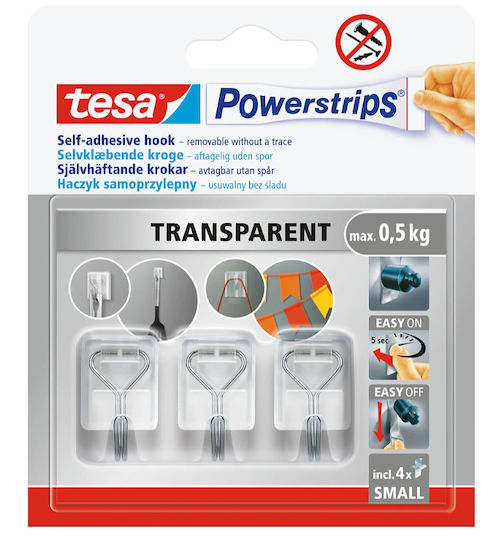 Tesa Metallische Transparente Haken mit Aufkleber 3 Stück Tesa Metallische Transparente Haken mit Aufkleber 3 Stück