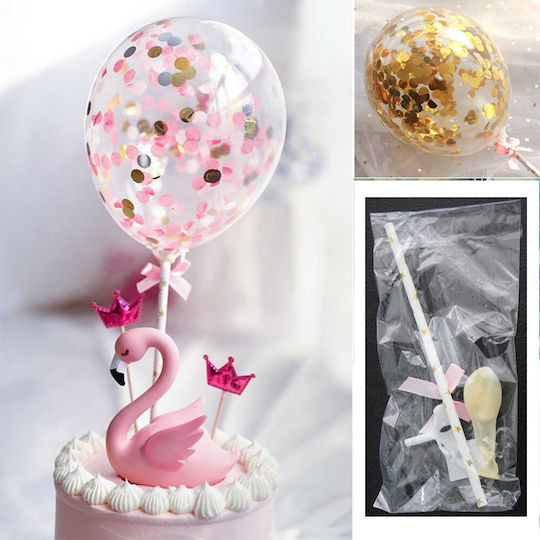 Decor De Tort Cu Baloane Aurii Și Confetti