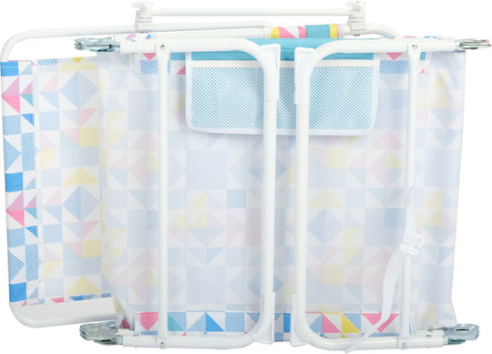 Light Blue Foldable Metallic Beach Sunbed with Shader 184x51x32cm