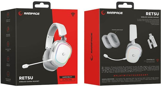 Retsu Drahtlos Über Ohr Gaming-Headset mit Konnektivität Bluetooth / USB Weiß für PC / PS4 / PS5