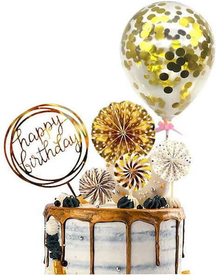 Black Confetti Balloon Cake Topper