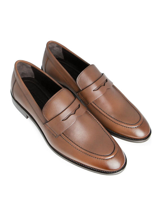 Leather Men's Moccasins In Tabac Brown Colour