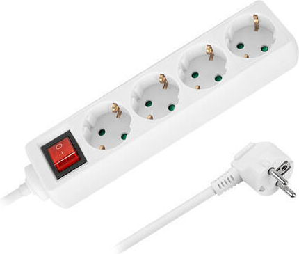 Rebel Power Strip 4 Sockets with Switch and 5m Cable