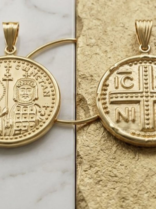 Papadopoulos Gold Sicherheitsnadel-Anhänger Mit Konstantin-Münze K14.8588