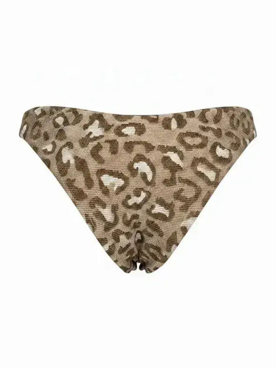 Bikini Set Triangle Push Up & Brazil High Waist Animal Print Brown And Gold
