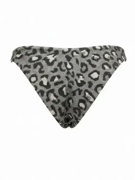 Bikini Set Triangle Push Up & Brazil Animal Print Khaki And Gold