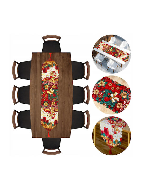 Vergionic Față De Masă De Crăciun Din Material Textil Runner Roșu 150x34cm
