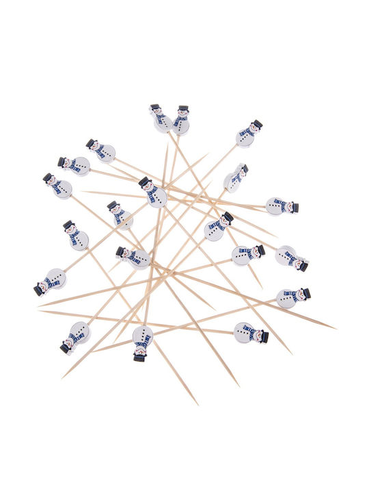 Orion Set Christmas Wooden Snowmen Toothpicks 20 Pieces