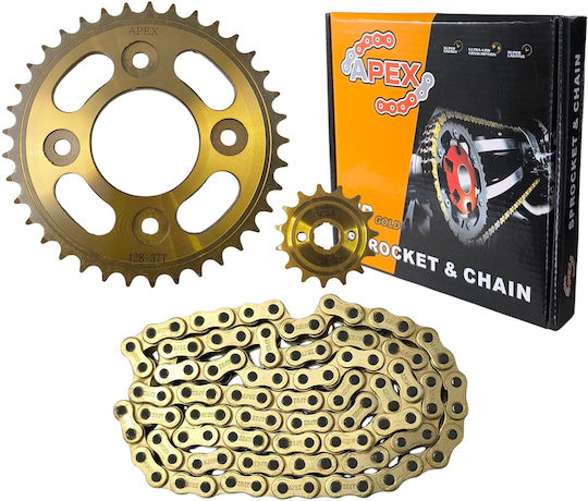 Αλυσιδογραναζα Honda Wave 110 37x15t Hrc45 428h-104l Χρυσο Apex