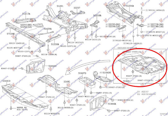 Carro Покритие На Двигателя Централно Пластмасово Дизелово Хибридно Подходящо За Toyota Auris 2010-2012 E15 51410-02120 1 Бр