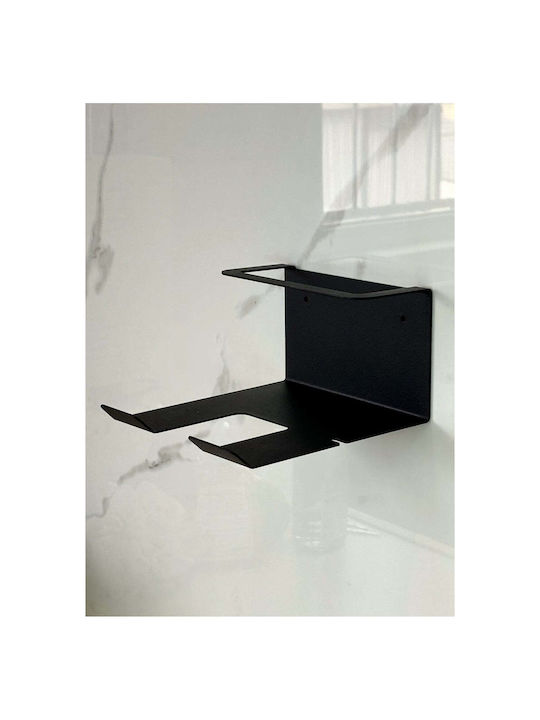 SteweHome Double Wall-Mounted Bathroom Shelf Unit with Screws 15x9cm Black