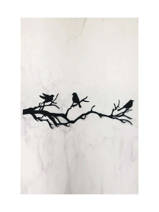 SteweHome Metal Wall Hanger 6 Hooks Black 55x18x18cm