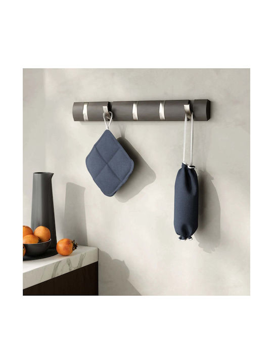 Umbra Wall Hanger Flip Wooden 5 Hooks Silver 51x3x6cm