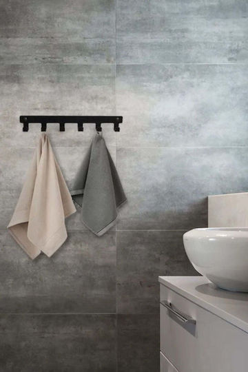 SteweHome Metal Wall Hanger 6 Hooks Black 42.5x3x6cm