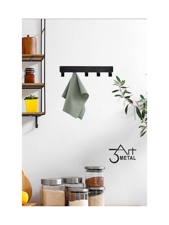 SteweHome Metal Wall Hanger 5 Hooks Black 35x3x6cm