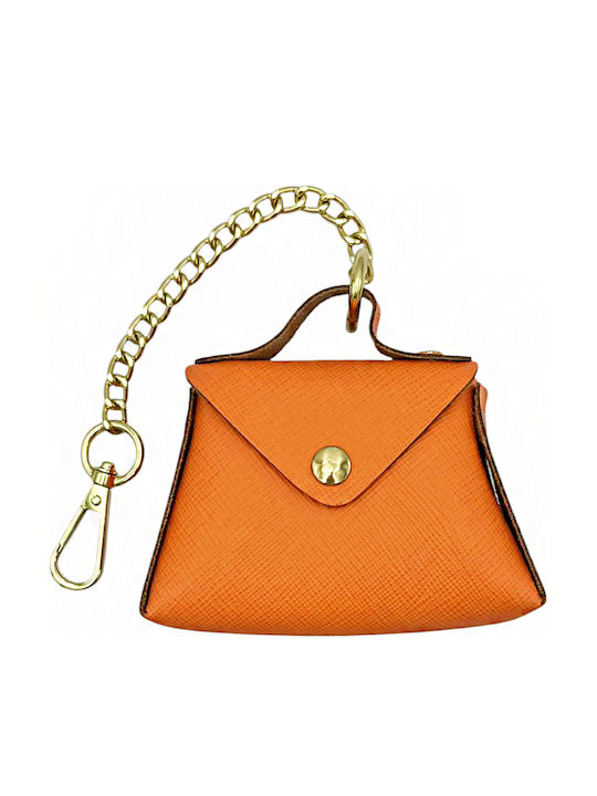 9-01 Mini Leather Bag Charm & Coin Purse Savil Πορτοκαλί
