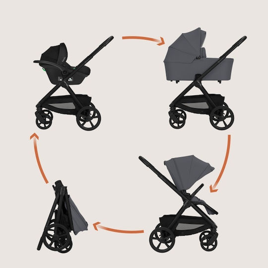 Lionelo Carmine Umkehrbar 3 in 1 Baby Kinderwagen Für Neugeborene Gray Stone