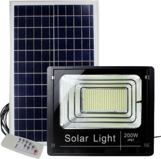 1+1 Подарък Водоустойчив Соларен LED Прожектор 200W Студено Бяло 6000K с Дистанционно IP67 1-200W