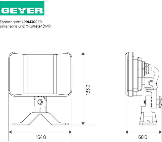 Geyer Στεγανός Προβολέας LED 30W Φυσικό Λευκό 4000K IP65
